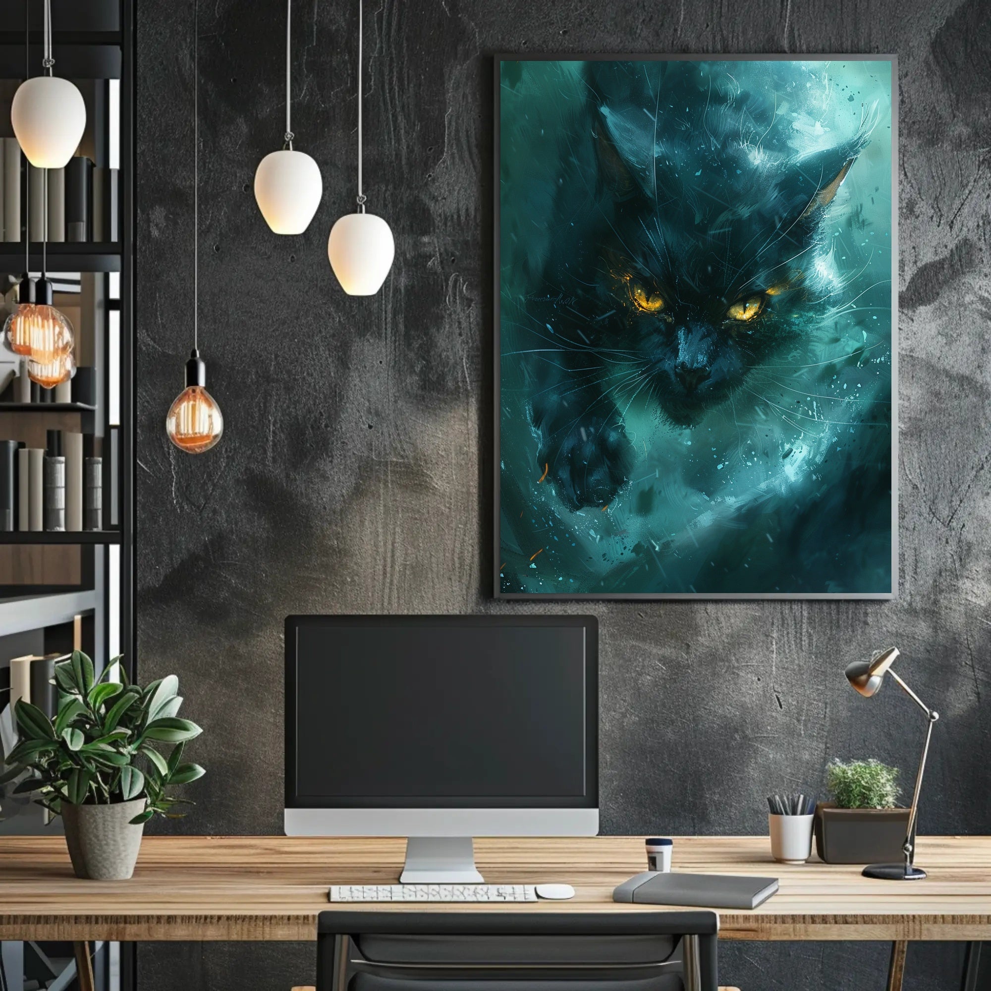Mystical Black Cat Art Print Poster for Home Decor PosterGoat