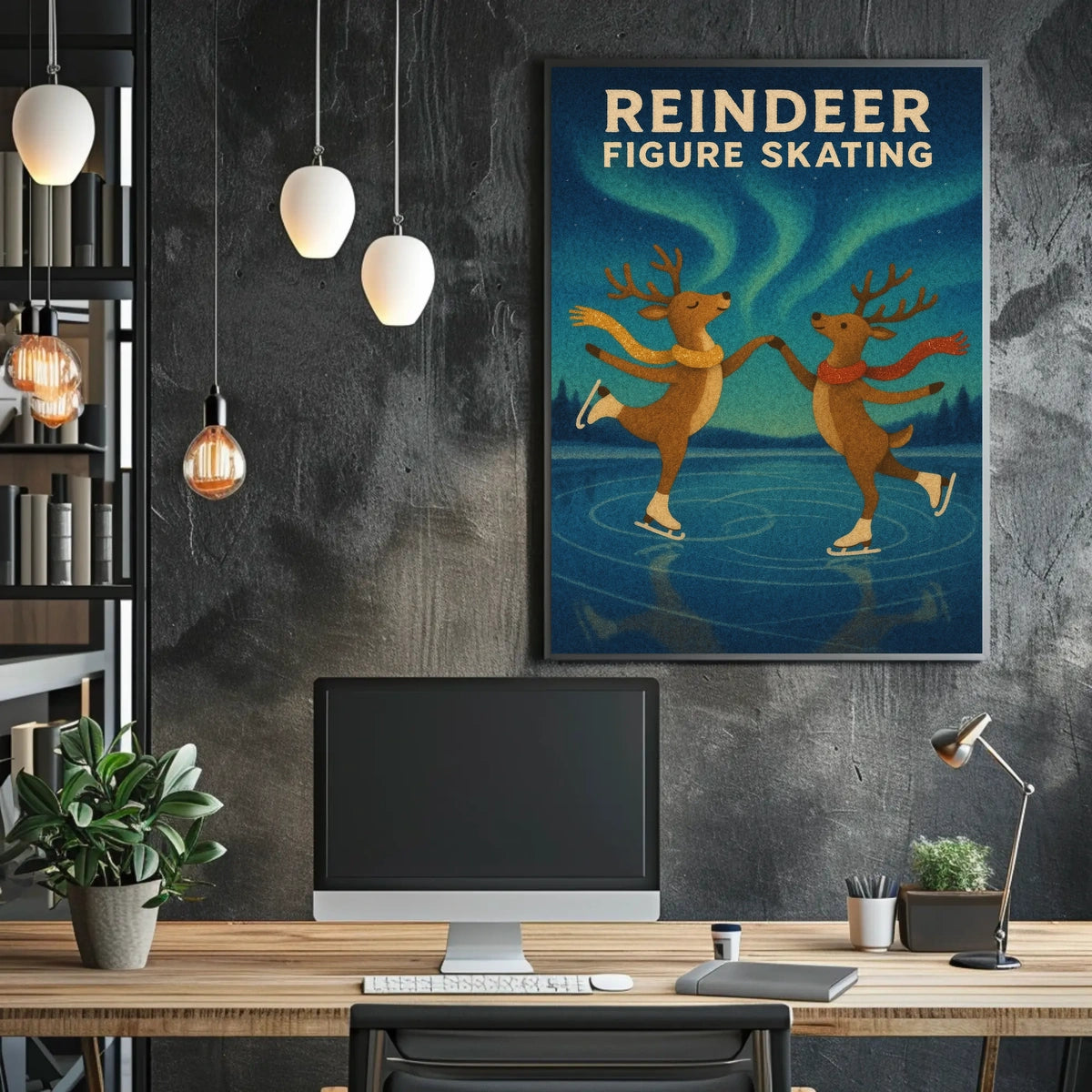 Enchanting Reindeer Ice Dance Fantasy Poster