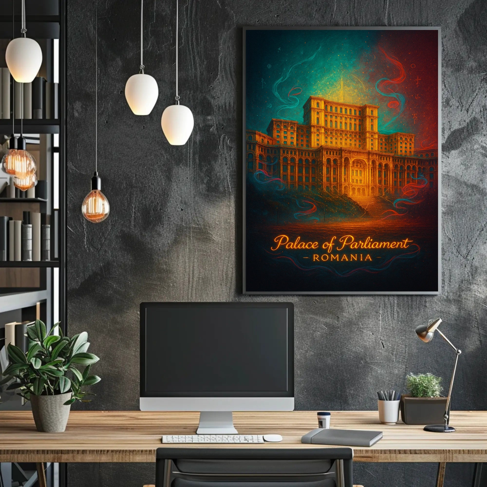 Palace Of Parliament Poster Romania Vintage Travel Art