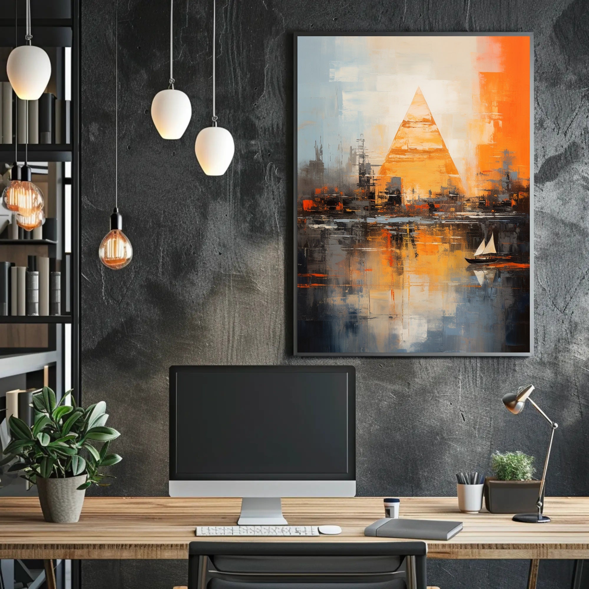 Abstract Cityscape With Pyramid Abstract Poster