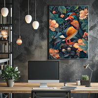 Vibrant Mandarin Duck William Morris Art Poster