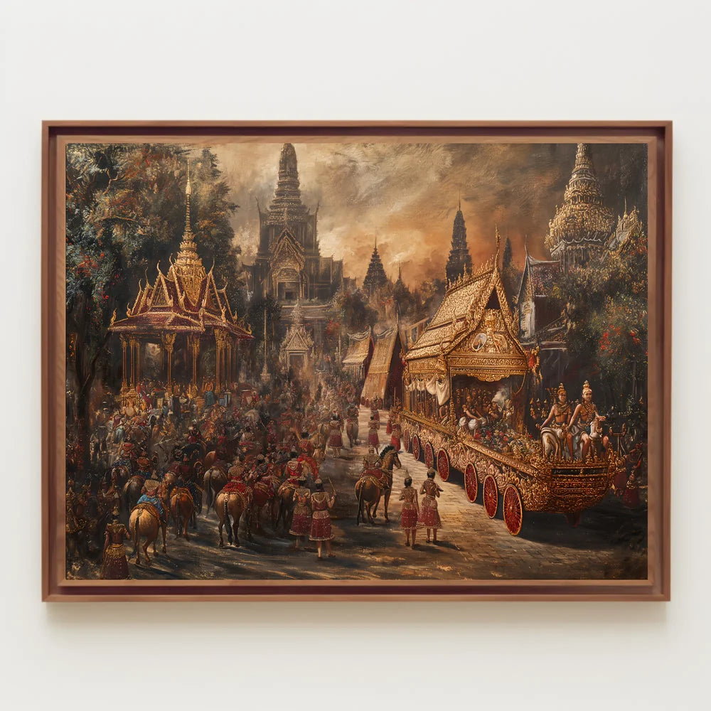 Thai Royal Procession: Vibrant Historical Art Poster