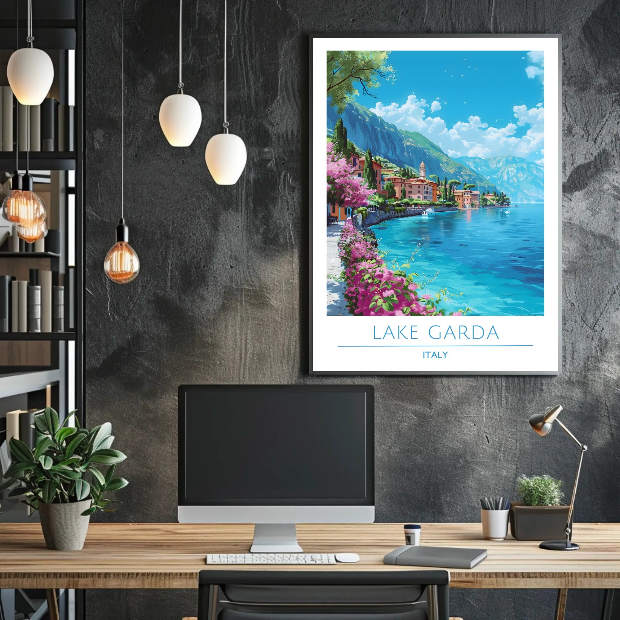 Lake Garda Vibrant View Italian Travel Poster