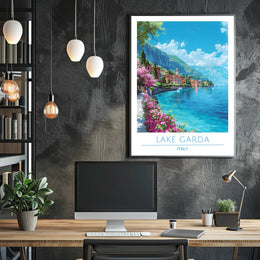 Lake Garda Vibrant View Italian Travel Poster