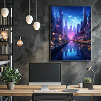Futuristic Cityscape At Twilight Poster