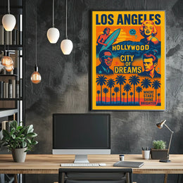 Vintage Hollywood Los Angeles Glamour Art Poster