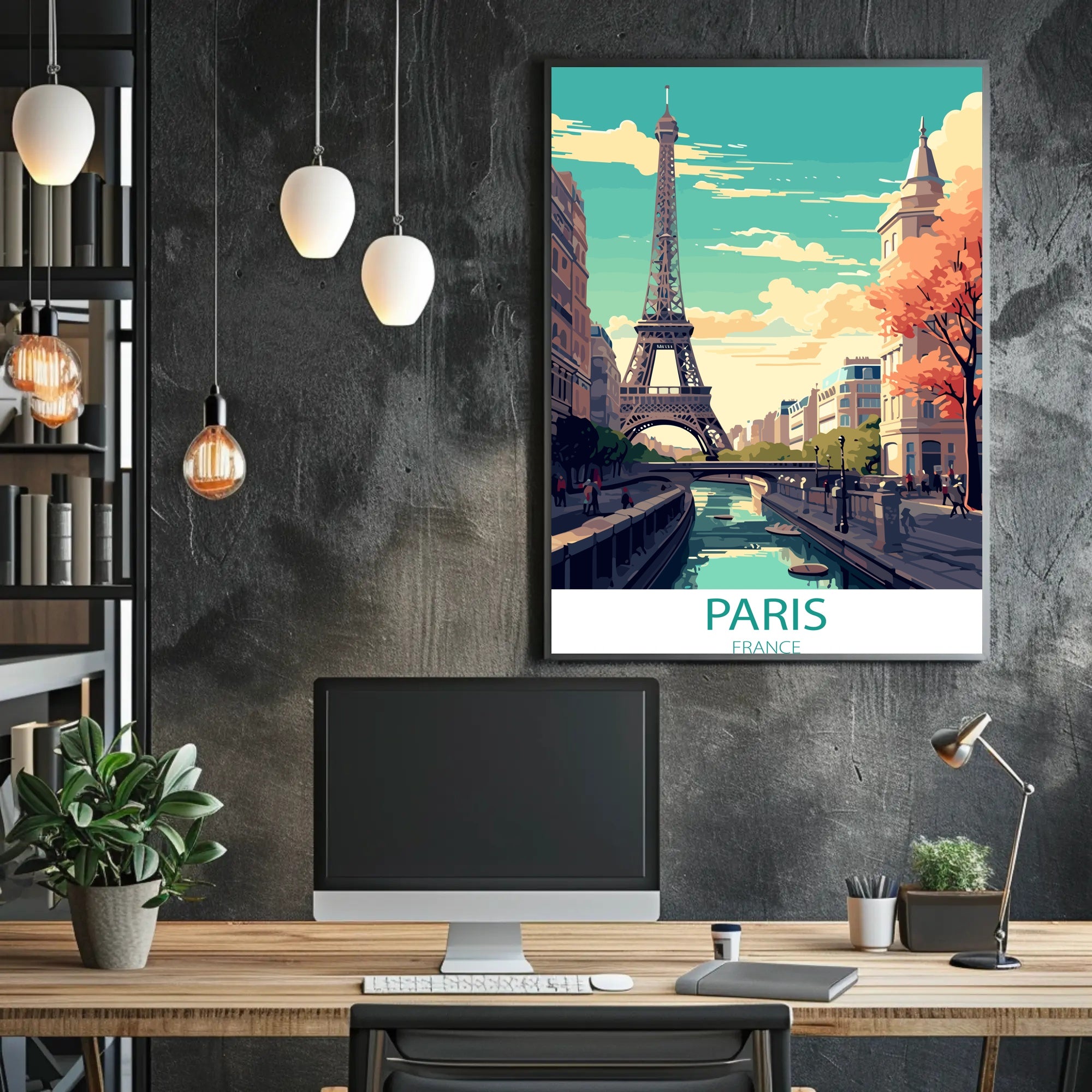 Parisian Romance: Vibrant Eiffel Tower Travel Poster