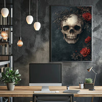 Skull and Roses Gothic Art Print Abstract Poster