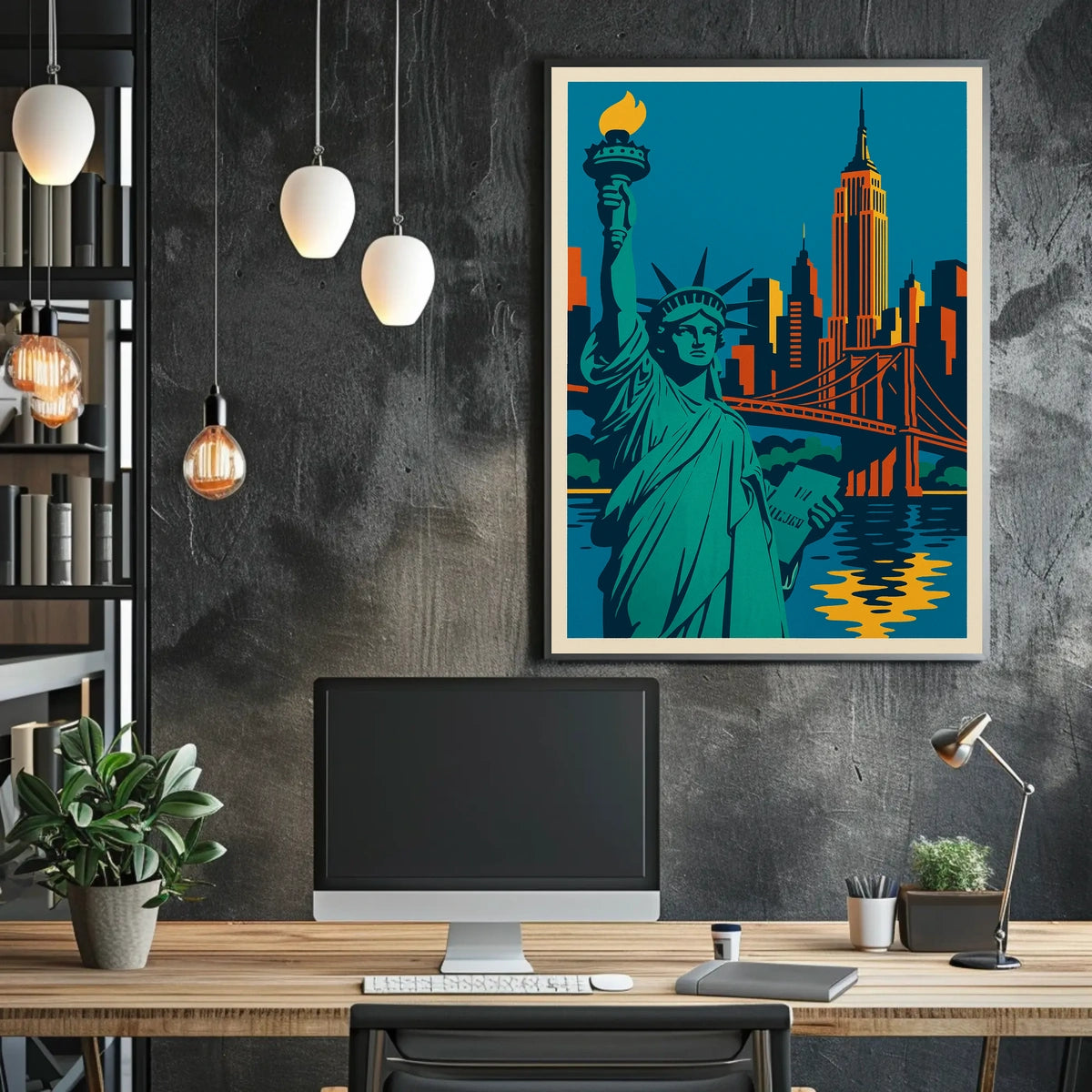 New York City Skyline Poster Retro Wall Art For Home Decor