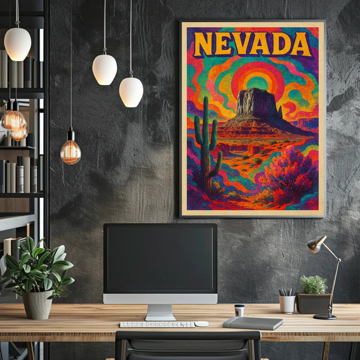 Nevada Psychedelic Desert Landscape Poster