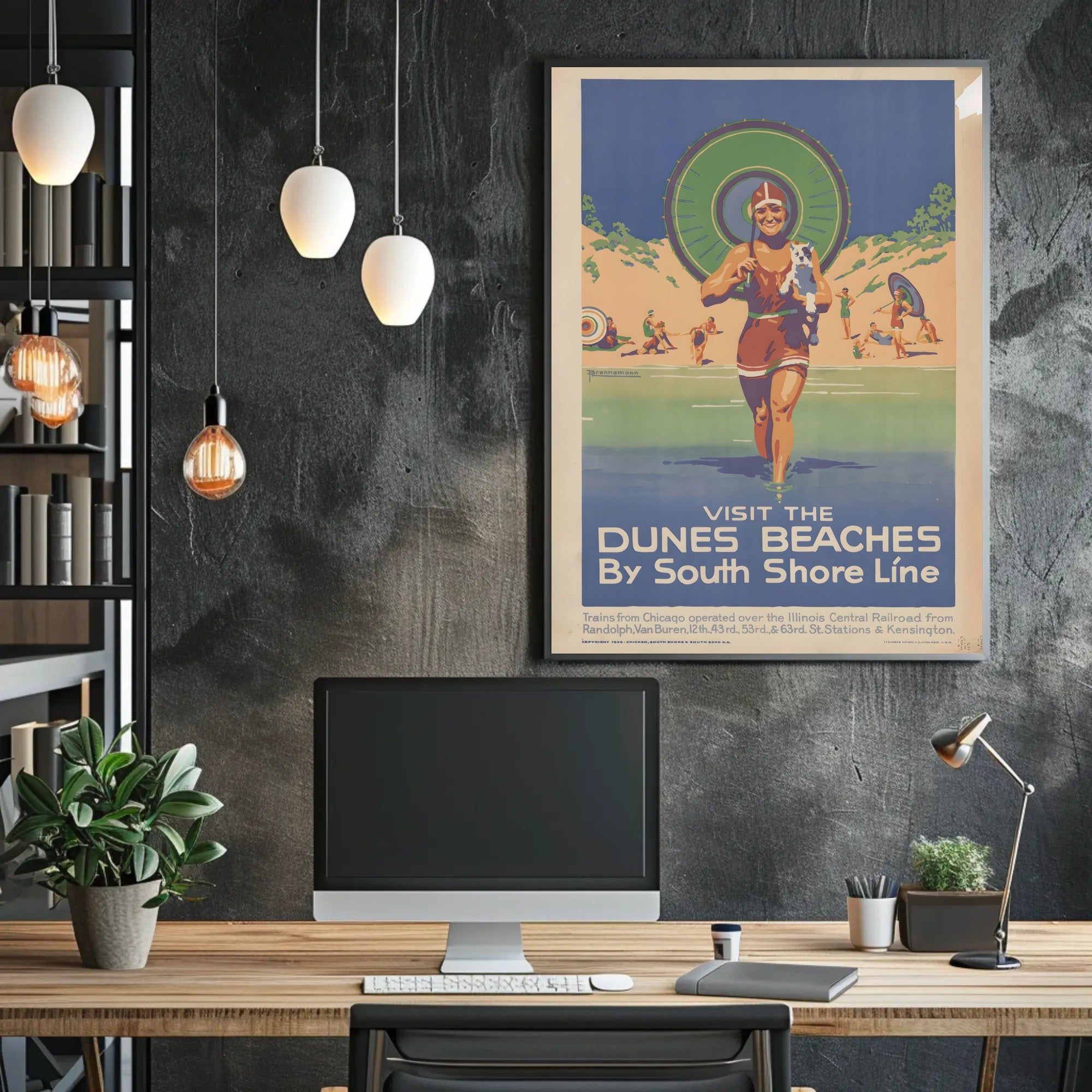 Vintage Beach Vibes South Shore Line Travel Poster