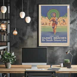 Vintage Beach Vibes South Shore Line Travel Poster