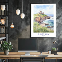 Brittany Coastal Castle Scenic Travel Poster PosterGoat