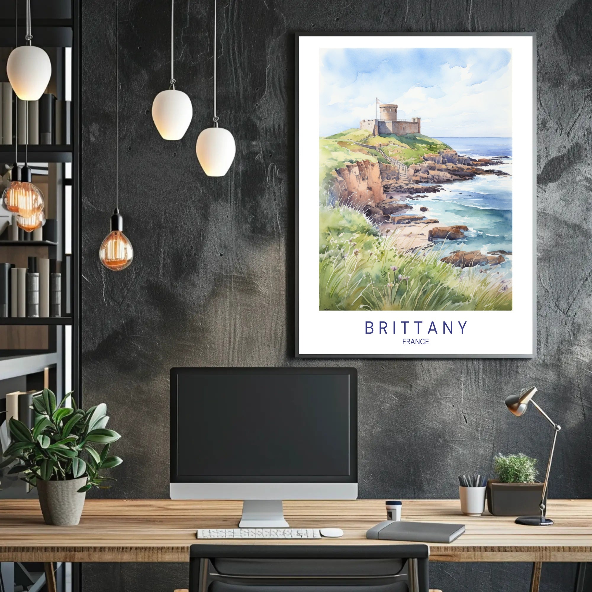 Brittany Coastal Castle Scenic Travel Poster PosterGoat