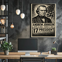 Andrew Johnson 17th President of the United States B & W Comic Sketch Poster