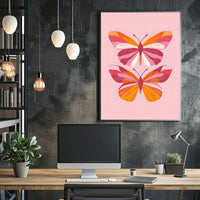 Stylized Butterflies on Pink: Abstract or Artistic Poster PosterGoat
