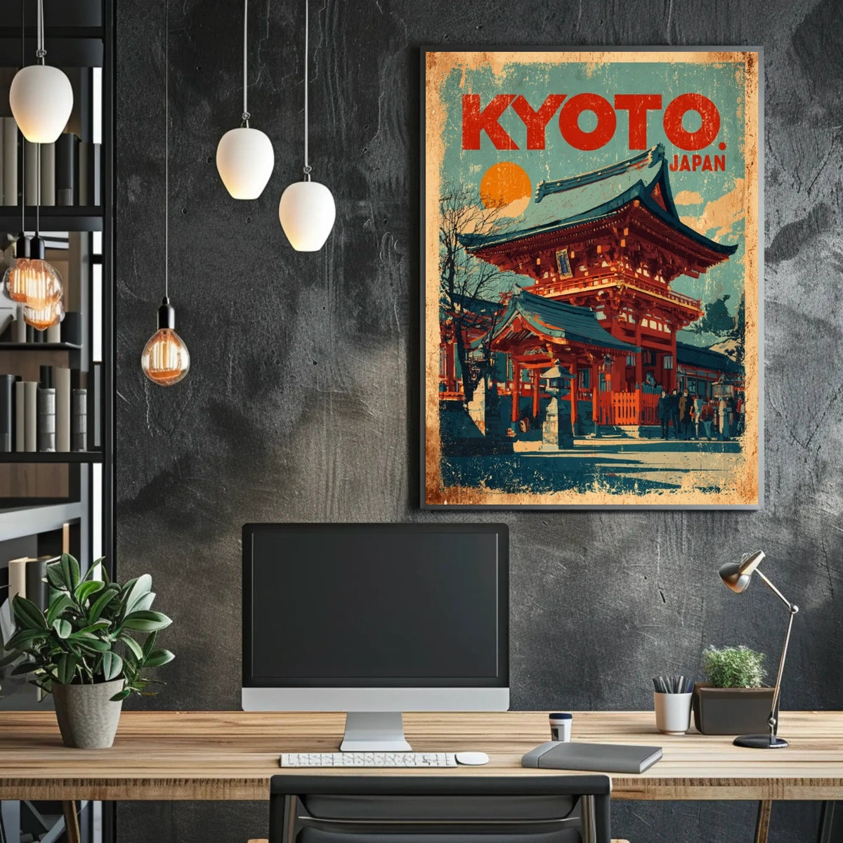 Kyoto, Japan Vintage Travel Poster