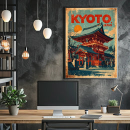 Kyoto, Japan Vintage Travel Poster