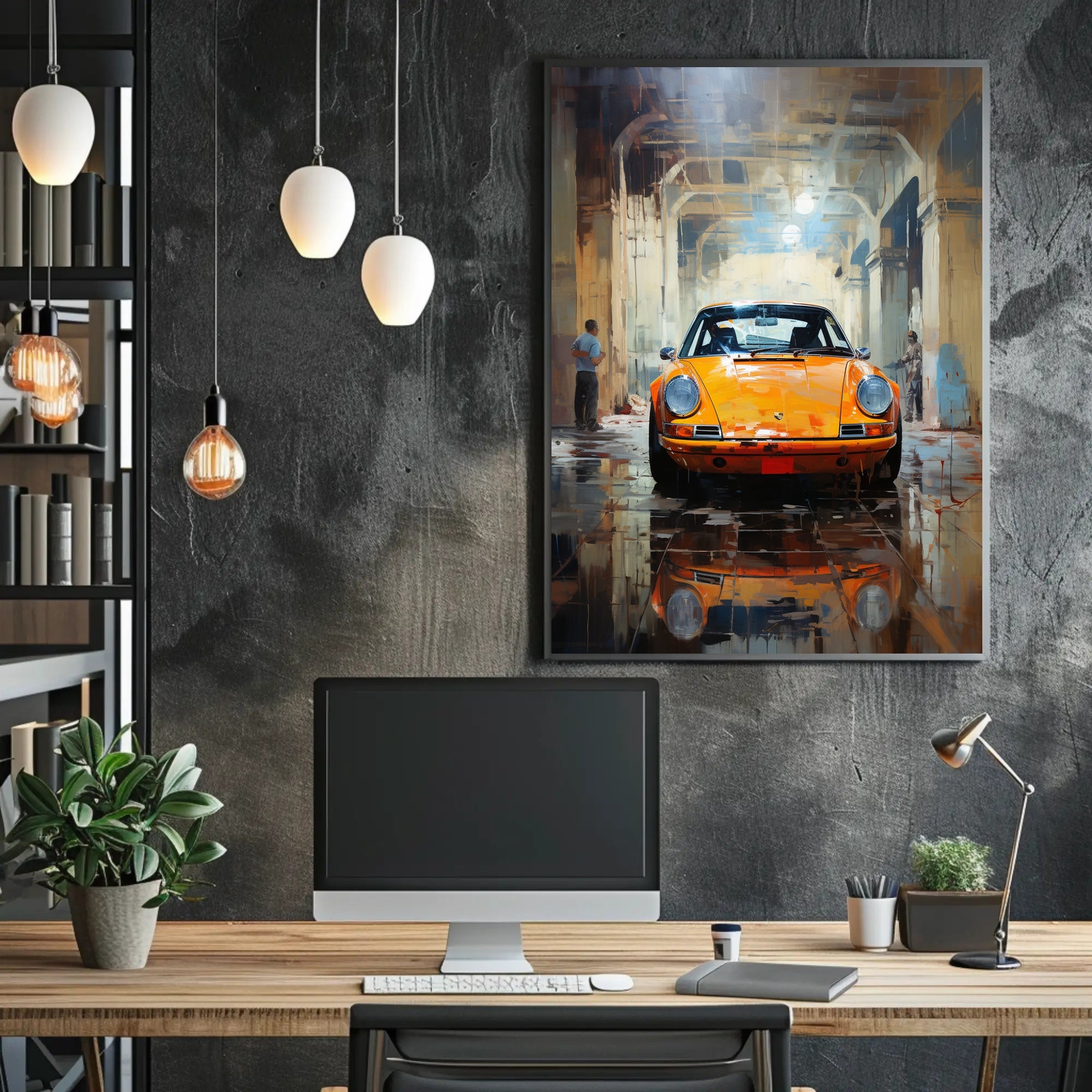 Vintage Elegance Classic Car In Urban Poster PosterGoat