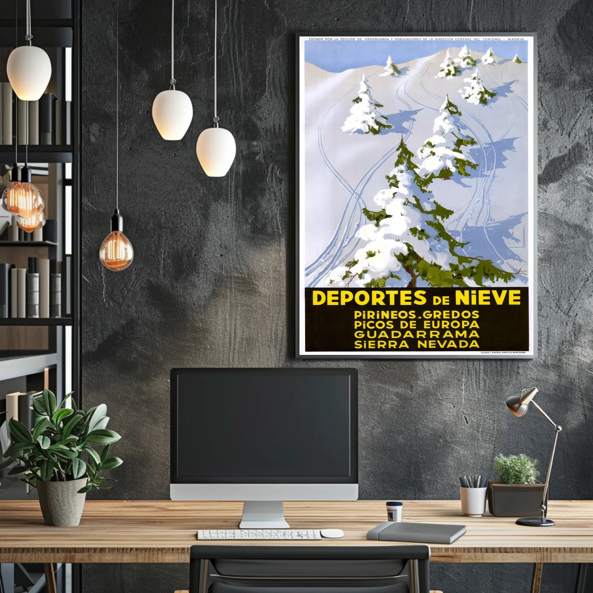 Winter Sports Adventure in Spain Travel Poster PosterGoat