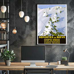 Winter Sports Adventure in Spain Travel Poster PosterGoat