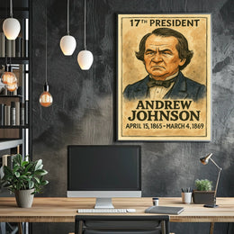 Andrew Johnson 17th President of the United States Exaggerated Cartoon Sketch Poster