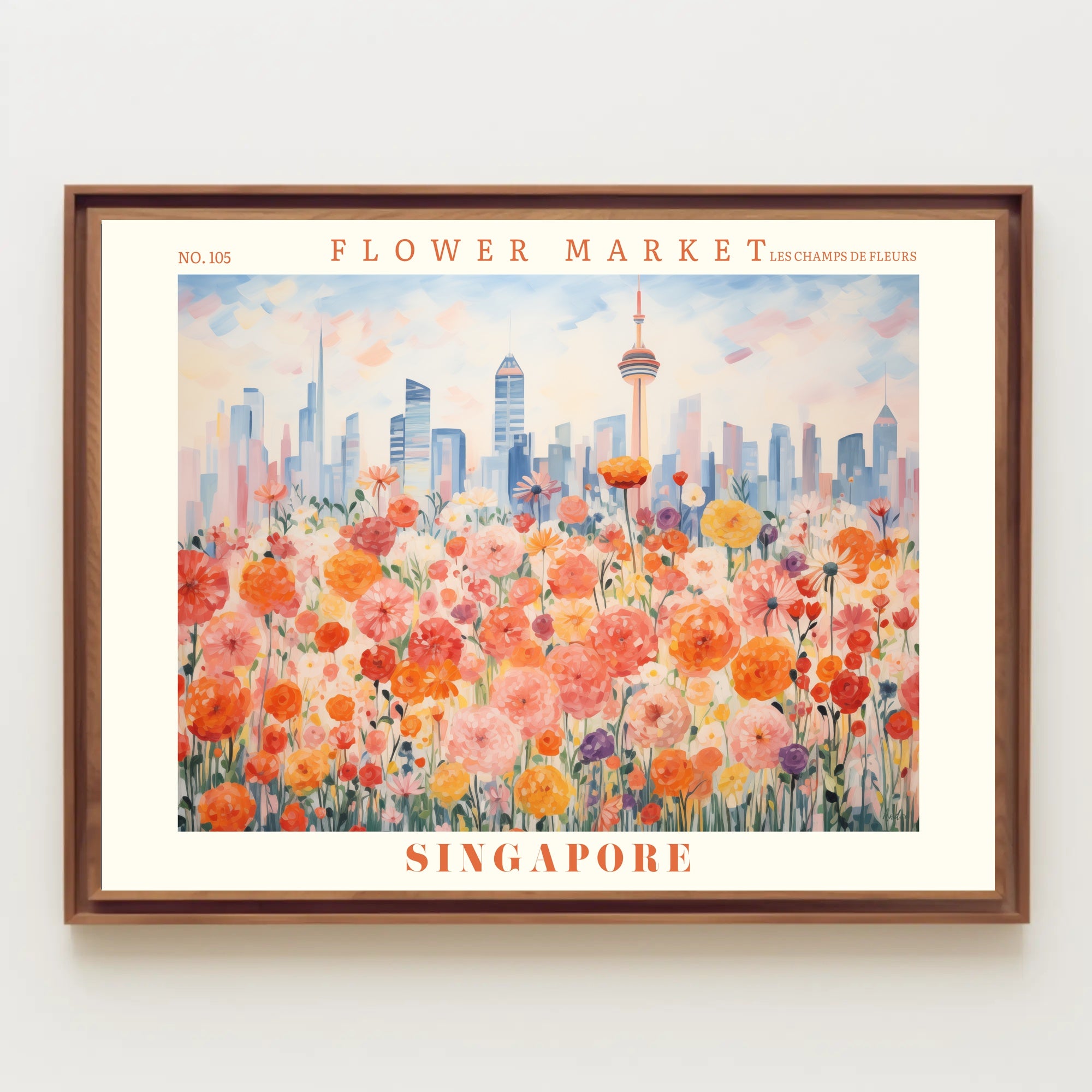 Singapore Flower Market Urban Cityscape Poster