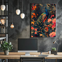 Vibrant Peacock In Bloom William Morris Art Poster