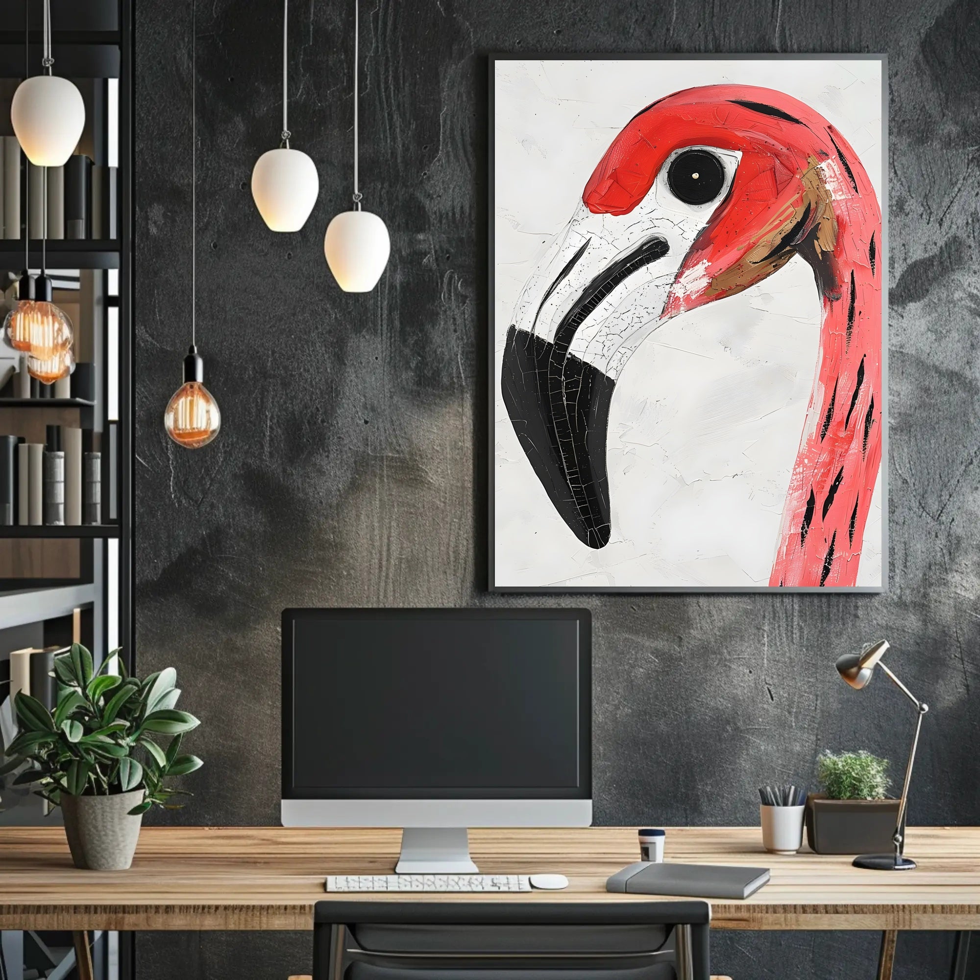 Flamingo Poster Vibrant Portrait Modern Tropical Wall Art