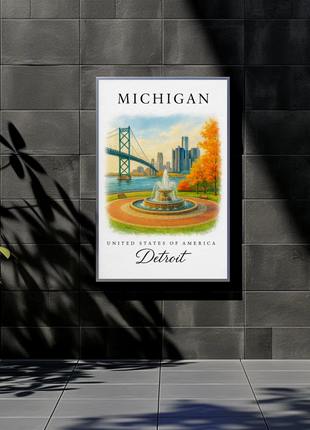 Michigan, Detroit Signature Series Vintage Travel Poster