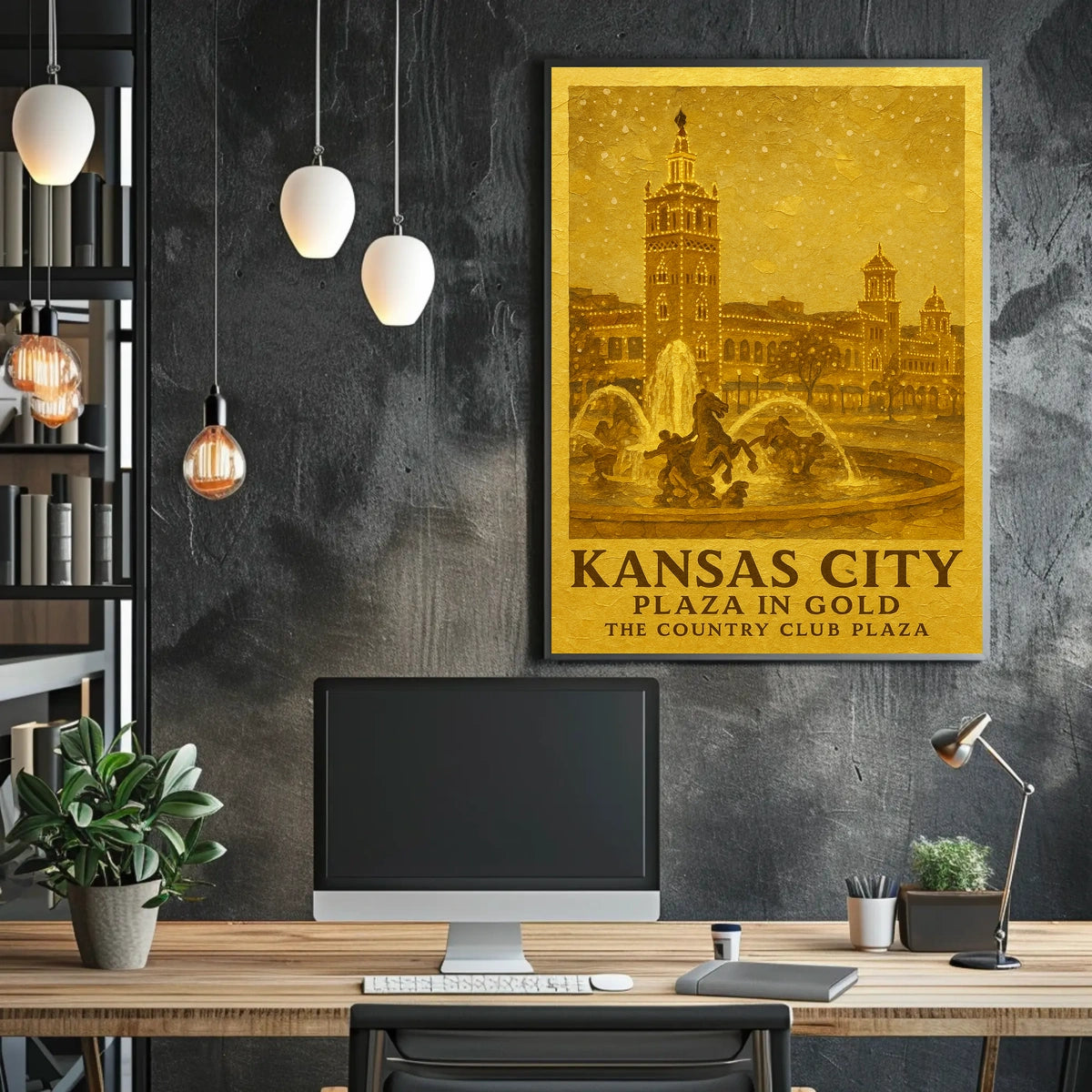 Kansas City Plaza In Gold Poster