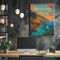 Amalfi Coast Impressionist Art Poster: Vibrant Mediterranean Scene
