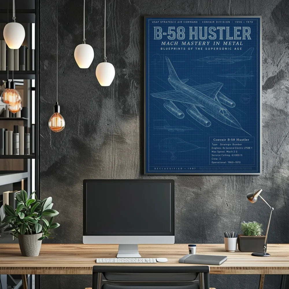 B-58 Hustler Aviation Blueprint Educational or Infographic Poster PosterGoat