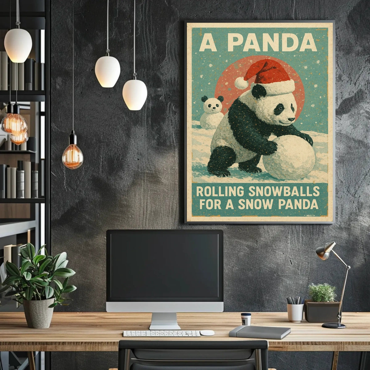 Winter Panda Scene Poster