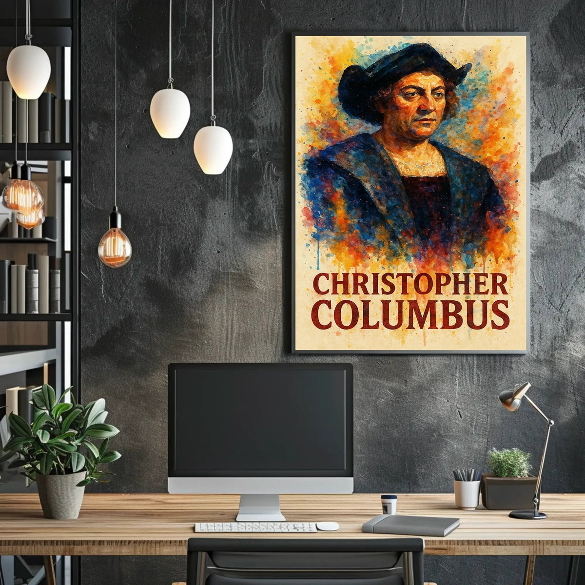 Christopher Columbus Watercolor Exploration Art Poster