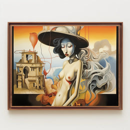 Surreal Silver-Haired Woman in Artistic Poster