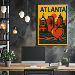 Atlanta Skyline And Peach Poster