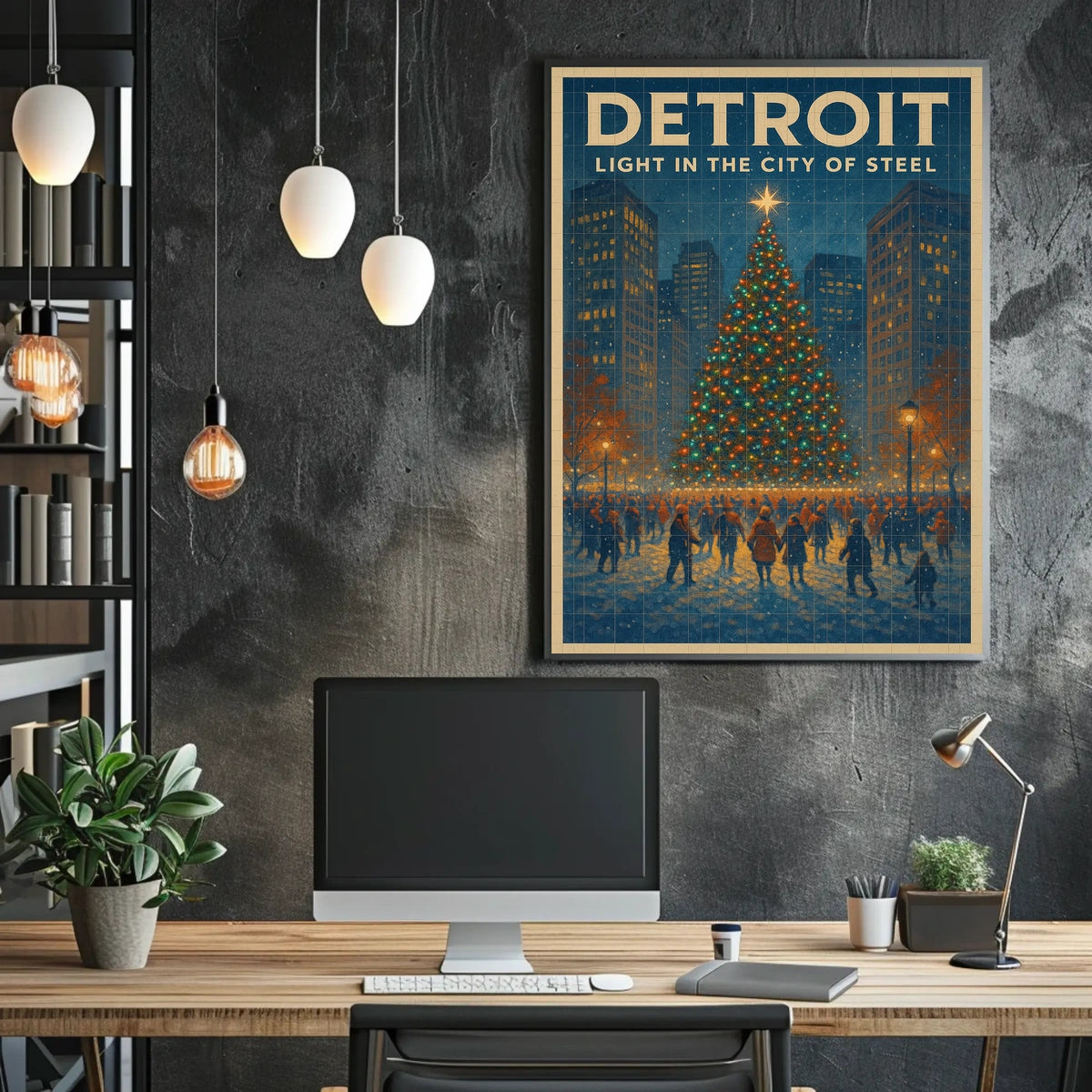 Detroit Light In The City Of Steel Poster