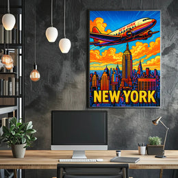 New York City Skyline Retro Poster PosterGoat