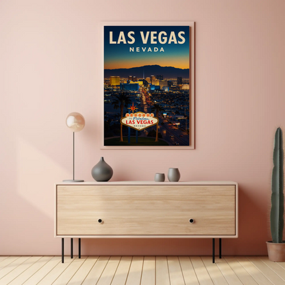 Night View Las Vegas Nevada Strip Lights Poster