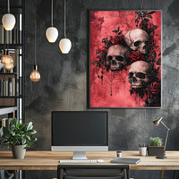 Gothic Skull and Rose Art Print - Artistic Poster
