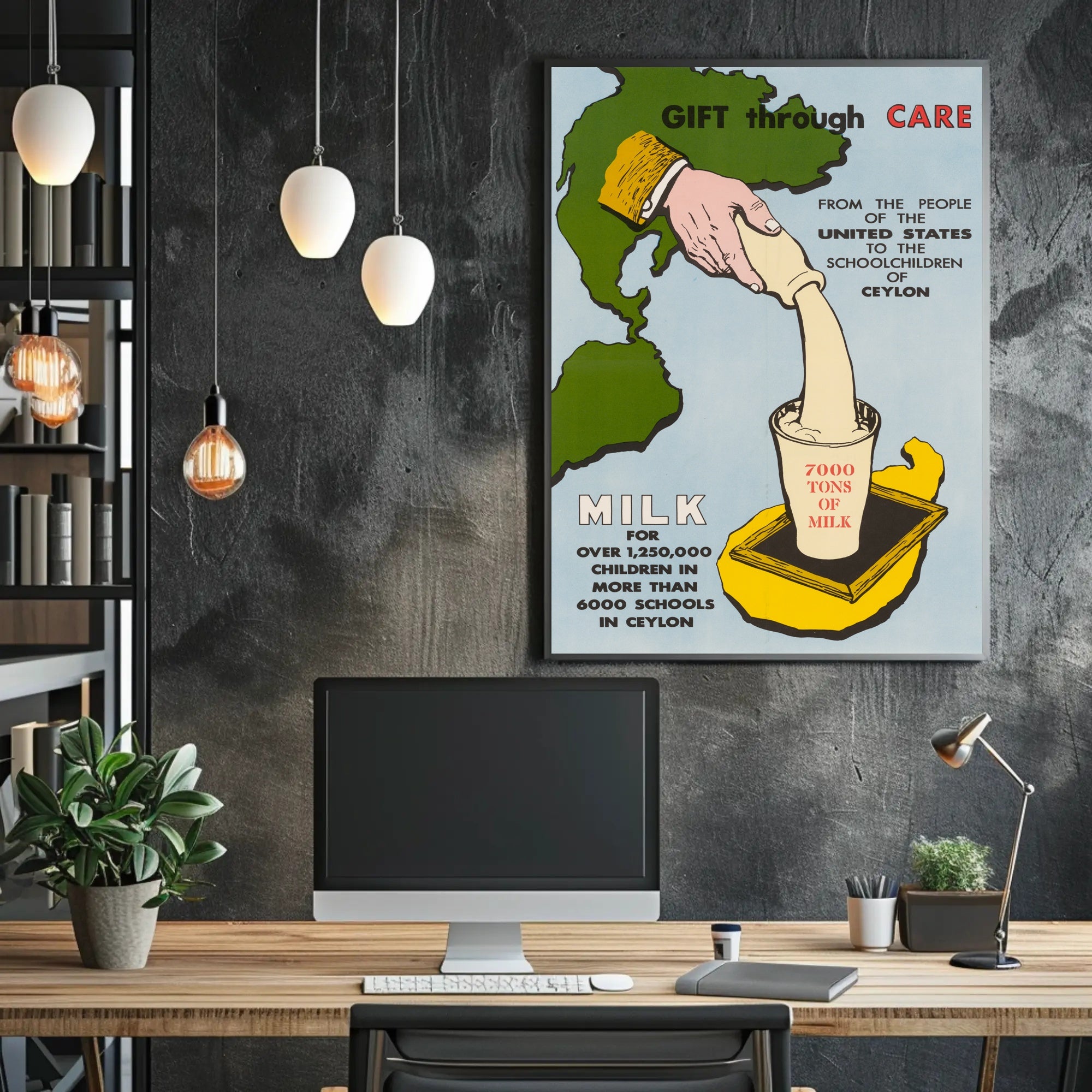 Humanitarian Aid Milk Initiative Vintage Educational or Infographic Poster PosterGoat