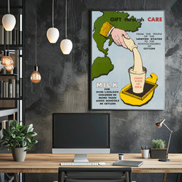 Humanitarian Aid Milk Initiative Vintage Educational or Infographic Poster PosterGoat