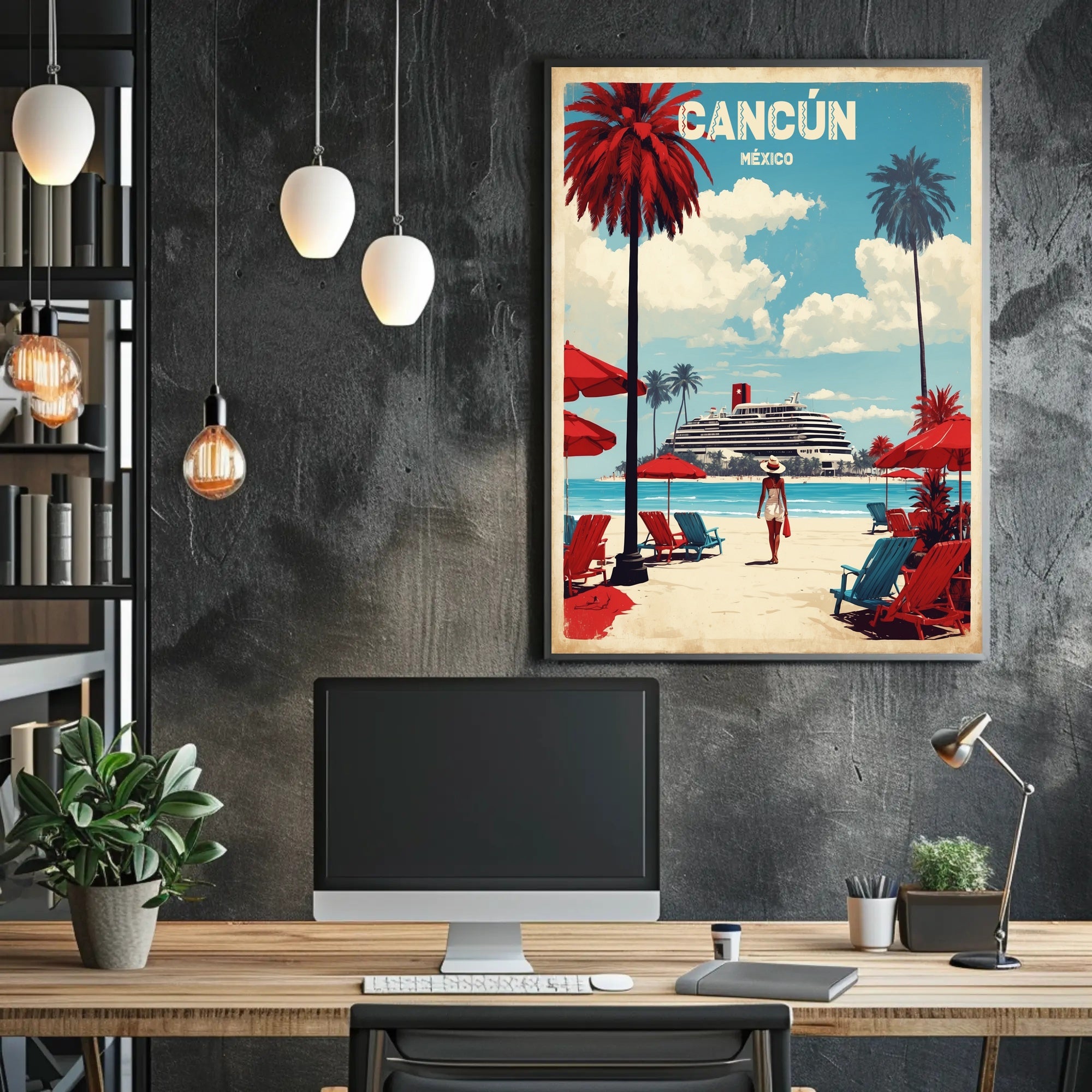 Cancún Retro Beach Travel Poster