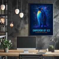 Emperor Penguin Poster Neon Glow Wall Art Print