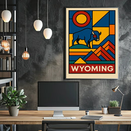 Wyoming A Geometric Tribute Poster