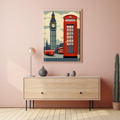 London Red Phone Booth Big Ben Travel Poster