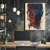 Menacing Creature in Fiery Dystopian Landscape Poster PosterGoat