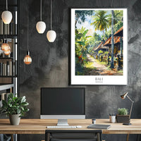 Balinese Tranquility: Traditional Street Scene Cultural Poster PosterGoat