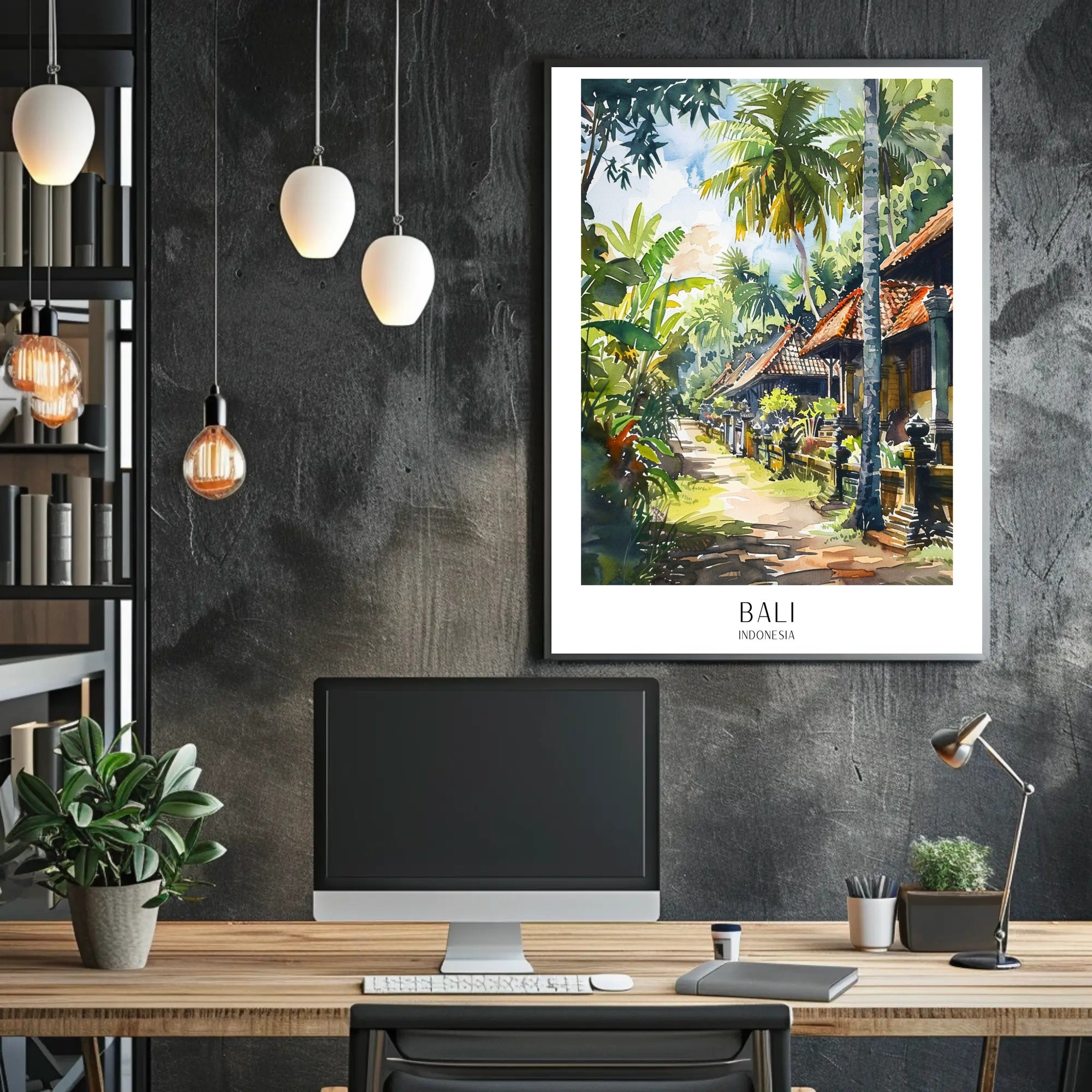 Balinese Tranquility: Traditional Street Scene Cultural Poster PosterGoat